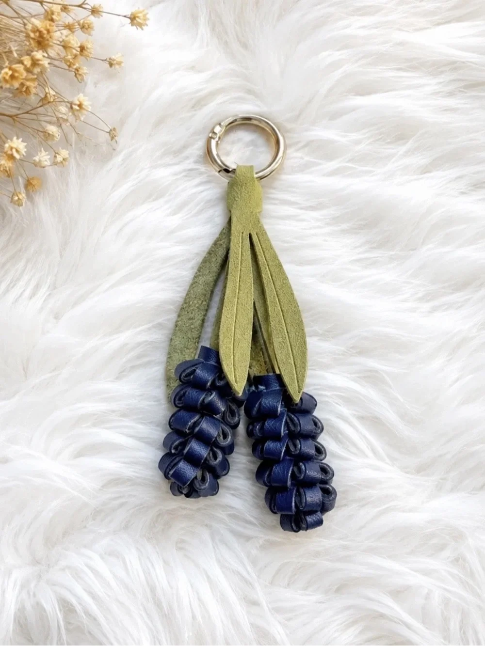 Lavender Flower Bag Charm Keychain Handmade Gift New